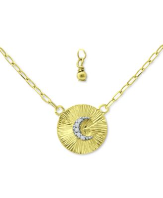 Giani Bernini - Cubic Zirconia Moon Disc Pendant Necklace, 16" + 2" extender