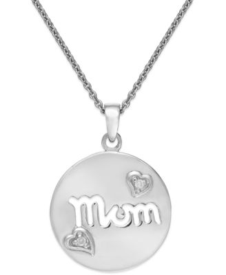 Giani Bernini - Cubic Zirconia Mom Heart Disc Pendant Necklace in 18k Gold-Plated Sterling Silver, 16" + 2" extender