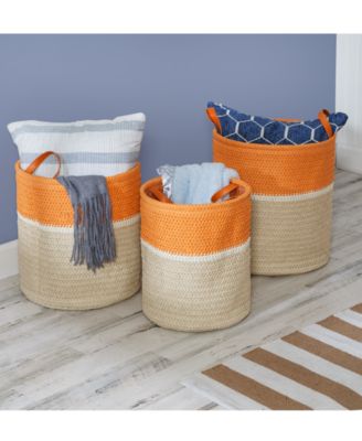Honey Can Do - Paper Straw Nesting Baskets with Handles, Set of 3