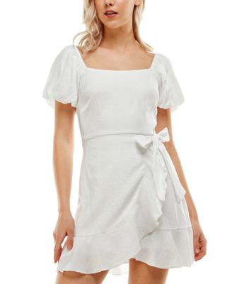 Trixxi - Juniors' Ruffled Faux-Wrap Dress