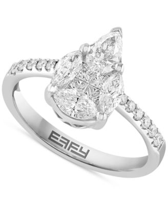 EFFY Collection - Diamond Multi-Cut Teardrop Cluster Engagement Ring (1-1/5 ct. t.w.) in 14k White Gold