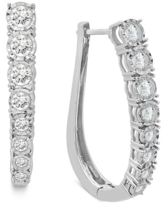 Wrapped in Love - Diamond Graduated Oval Hoop Earrings (1 ct. t.w.) in Sterling Silver