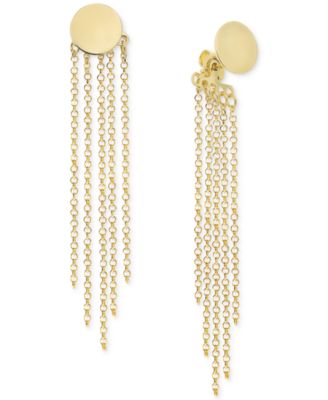 Italian Gold - Multi-Chain Disc Front to Back Drop Earrings in 10k Gold