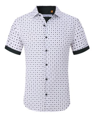 Suslo Couture - Men's Slim-Fit Geo-Print Performance Shirt