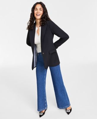 On 34th - Women's Solid One-Button Boyfriend Blazer