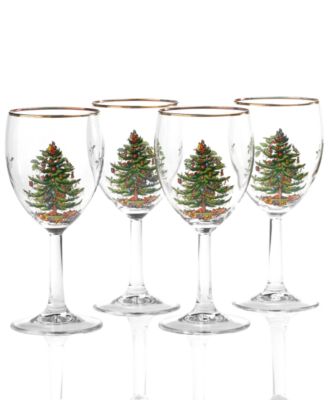 Spode - "Christmas Tree" Wine Glasses, Set of 4