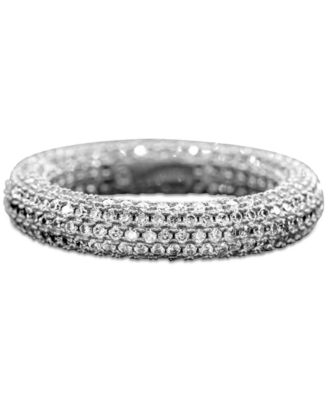 ADORNIA - Rhodium-Plated Pav&eacute; Crystal Eternity Rounded Band Ring