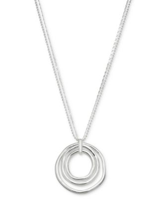 Style & Co - Silver-Tone Circle Pendant Necklace, 36"+ 3" extender