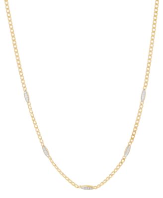 Macy's - Diamond Mini Cluster Station 18" Collar Necklace (1/5 ct. t.w.) in 14k Gold-Plated Sterling Silver