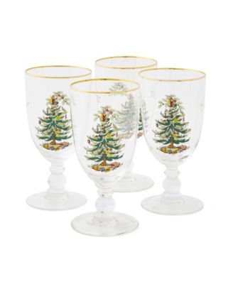 Spode - "Christmas Tree" Pedestal Goblets, Set of 4
