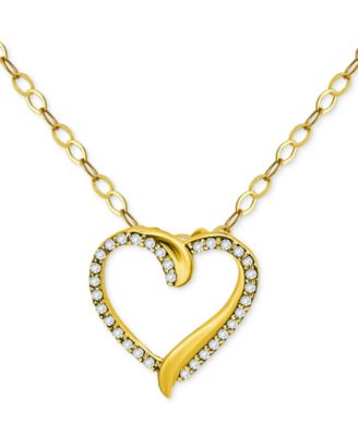 Giani Bernini - Cubic Zirconia Open Heart Pendant Necklace in 18k Gold-Plated Sterling Silver, 16" + 2" extender
