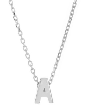 ADORNIA - Rhodium-Plated Mini Initial A Pendant Necklace, 16" + 2" extender