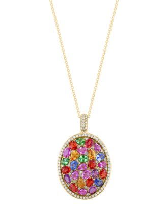 EFFY Collection - Multi-Gemstone (5-7/8 ct. t.w.) & Diamond (1/2 ct. t.w.) 18" Pendant Necklace in 14k Gold