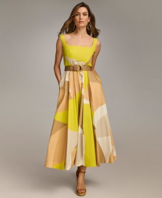 Donna Karan New York - Women's Square-Neck Buckled Sleeveless Dress