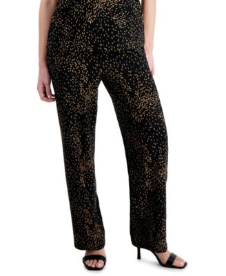 AK Anne Klein - Petite Printed Wide-Leg Pull-On Knit Pants