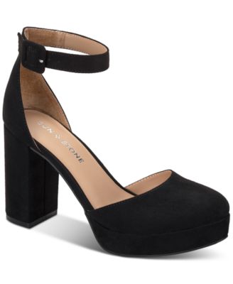 Sun + Stone - Birdey Ankle-Strap Block-Heel Platform Pumps