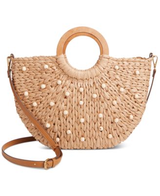 Style & Co - Lemon Medum Straw Tote Crossbody