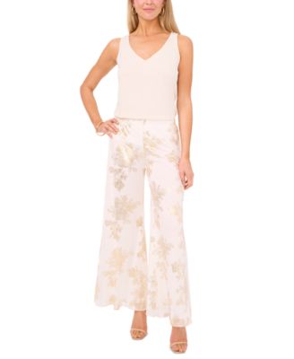 MSK - Women's Glitter Chiffon Wide-Leg Pull-On Pants