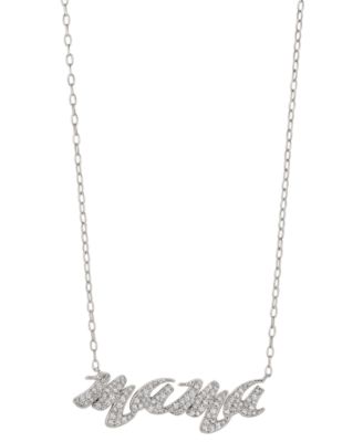 Eliot Danori - Rhodium-Plated Pav&eacute; Mama Pendant Necklace, 16" + 2" extender