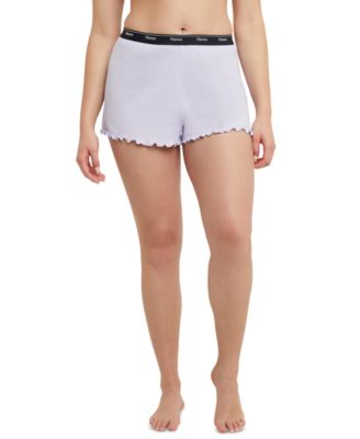 Hanes - Women's Originals Cozywear Ribbed Ruffled Shorts
