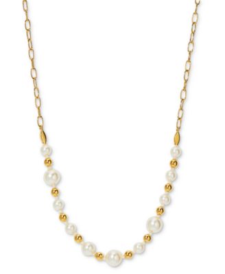 NADRI - 18k Gold-Plated Imitation Pearl Statement Necklace, 16" + 2" extender