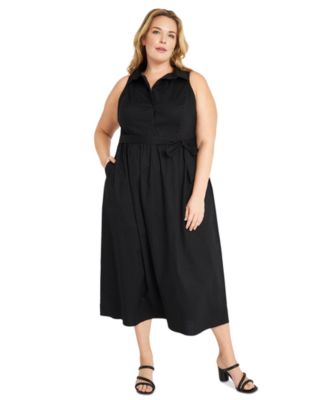 Maggy London - Plus Size Belted Shirtdress