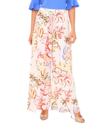 CeCe - Women's Tropical Print Self-Tie Overlap Pants