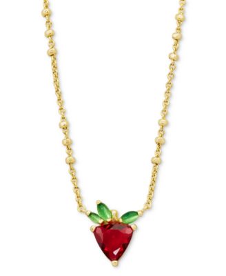 Kendra Scott - 14k Gold-Plated Cubic Zirconia Strawberry 19" Adjustable Pendant Necklace