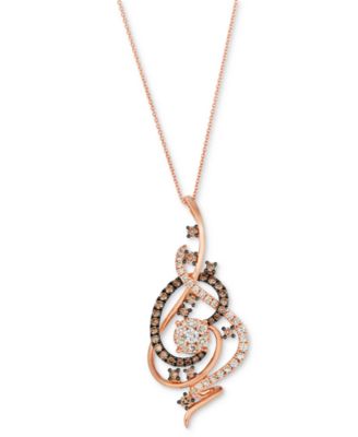 Le Vian - Chocolate Diamond & Nude Diamond Swirl Adjustable 20" Pendant Necklace (1-1/2 ct. t.w.) in 14k Rose Gold