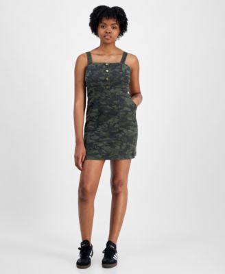 Tinseltown - Juniors' Denim Button-Front Utility-Pocket Dress