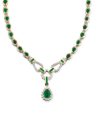 Macy's - Sapphire (12-1/3 ct. t.w.) and Diamond (1-1/5 ct. t.w.) Toggle Necklace in 14k White Gold (Also in Ruby)