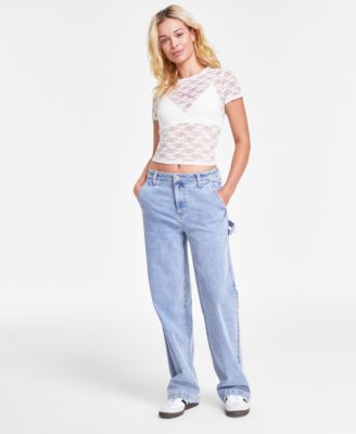 Celebrity Pink - Juniors' Curvy Wide-Leg Carpenter Jeans