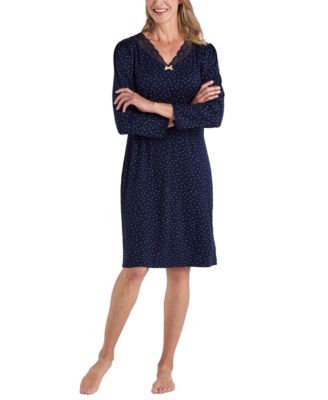 Miss Elaine - Women's Printed Lace-Trim Nightgown