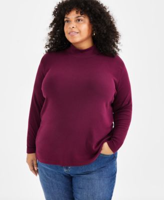Style & Co - Plus Size Solid Essentials Mock-Neck Top