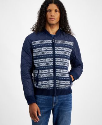 Sun + Stone - Men's Fair Isle Zip-Front Sweater Jacket