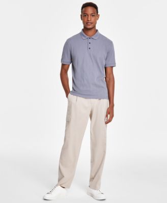 Alfani - Men's Stretch Textured Stripe Jacquard Polo Shirt