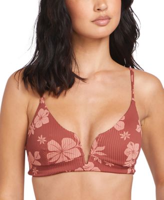 Volcom - Juniors' Sunbaked Floral Ribbed V-Wire Bikini Top