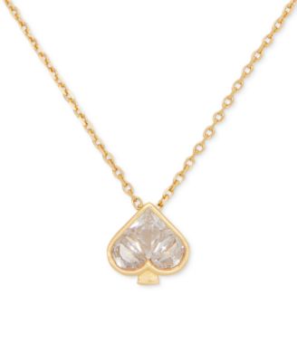 kate spade new york - Gold-Tone Cubic Zirconia Spade Mini Pendant Necklace, 16"+ 3" extender