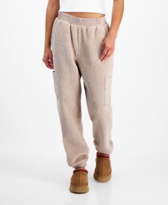 Hippie Rose - Juniors' Contrast-Trim Sherpa Fleece Jogger Pants