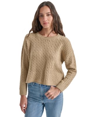 DKNY Jeans - Petite Crewneck Cable-Knit Sweater