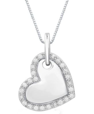 Marsala - Diamond Heart 18" Pendant Necklace (1/4 ct. t.w.) in Sterling Silver