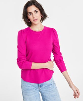 On 34th - Women's Crewneck Waffle-Knit Top