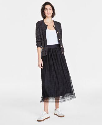 On 34th - Women's Pull-On A-Line Tulle Midi Skirt