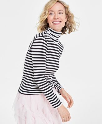 On 34th - Women's Every Day Stripe Jersey Turtleneck