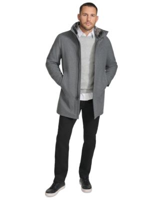 Calvin Klein - Men's Urban Walker Coat with Detachable Faux Rabbit Fur at Interior Collar