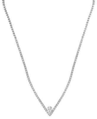 EFFY Collection - Lab Grown Diamond Pear & Round Chevron 18" Tennis Necklace (5-1/2 ct. t.w.) in 14k White Gold