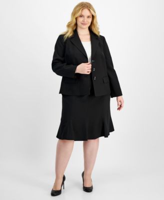 Le Suit - Plus Size Three-Button Jacket & Skirt Suit