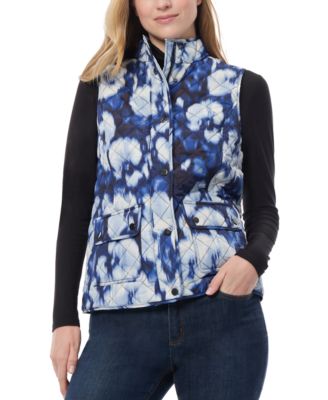 Jones New York - Petite Printed Quilted Zip-Front Vest