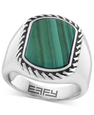 EFFY Collection - Men's Malachite Framed Statement Ring in Sterling Silver