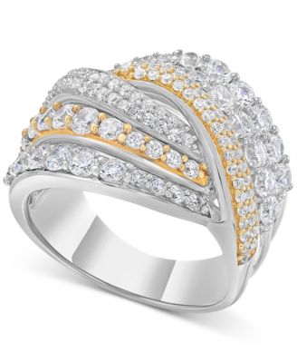 Macy's - Diamond Multirow Crossover Cluster Ring (2 ct. tw) in 14k Two-Tone Gold